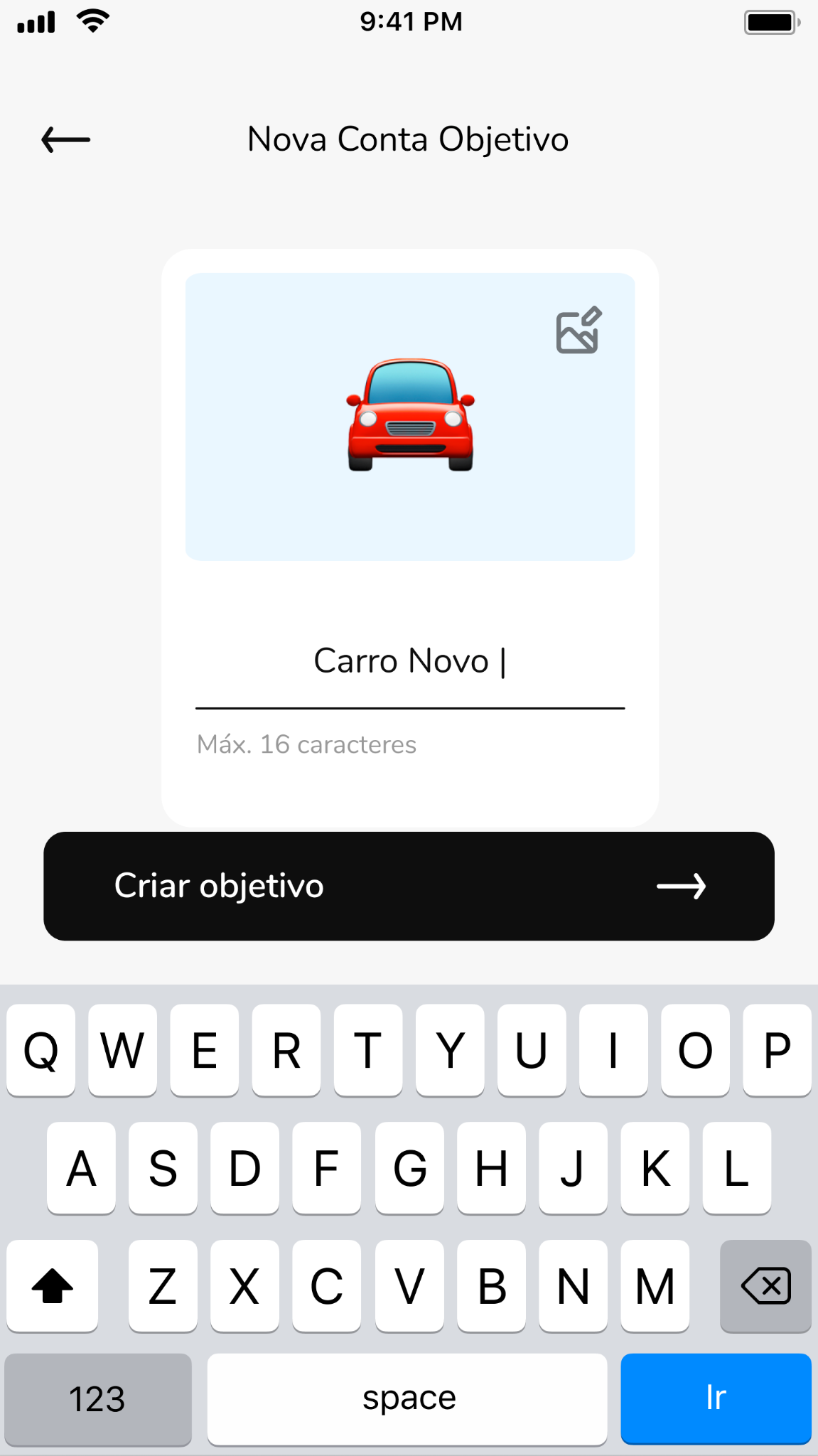 Adicionar Conta Objetivo