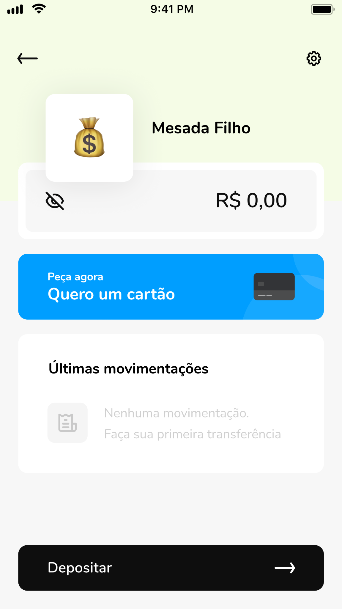 Solicitação do cartão