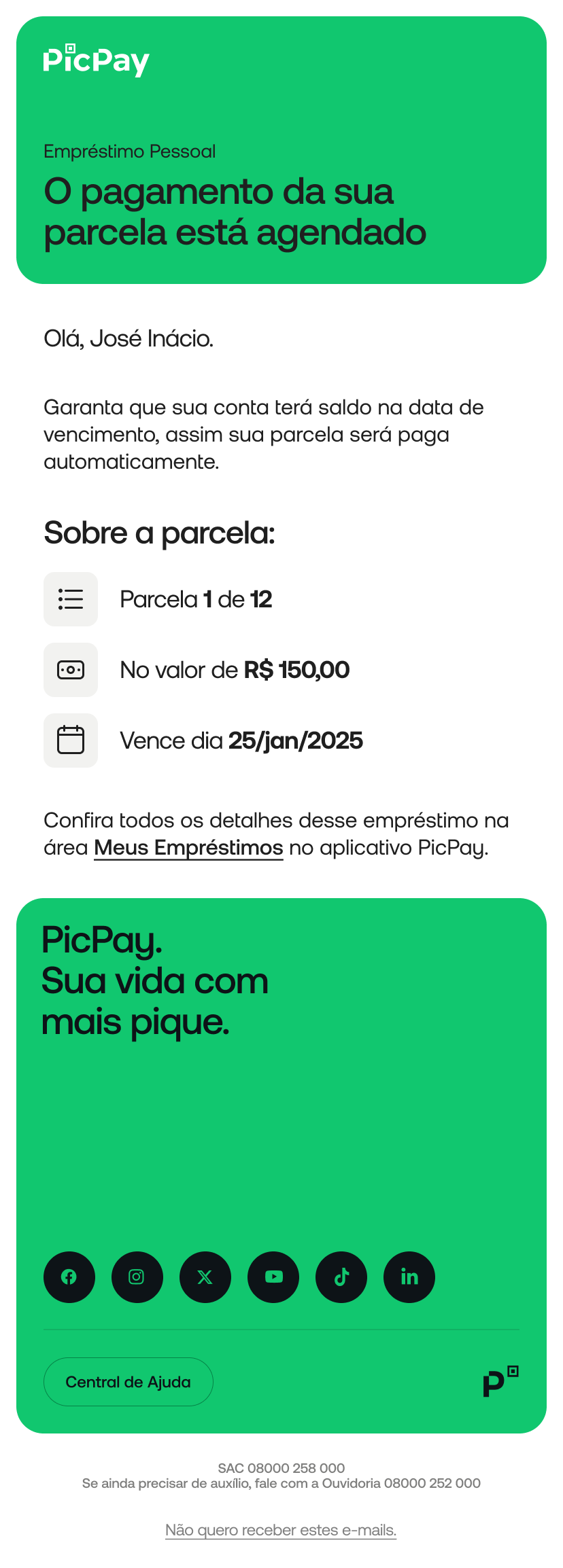 E-mail · com débito automático