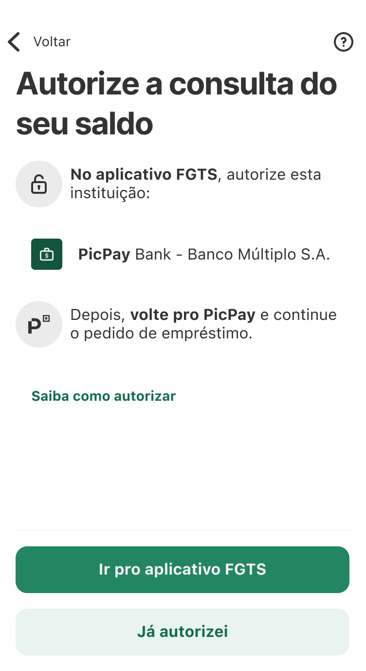 Instrução · autorização do banco