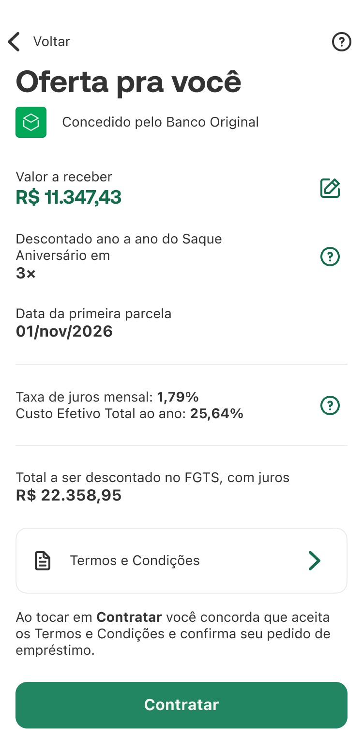 A oferta pra pessoa
